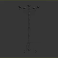 Decorative Wrought Iron Outdoor Floor Standing Light with Multiple Heads and Ornate Stand
