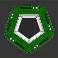 Green and Black Octagonal Computer Control Console with Central Display Screen and Surrounding Control Buttons 3d model