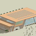 Indoor Sports Fitness Training Area With Green Mats Metal Ceiling And Glass Windows