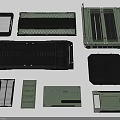 Futuristic Sci Fi Mechanical Components With Green And Black Tech Parts Design