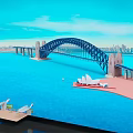 Beautiful Blue Ocean Scene with Sydney Harbour Bridge and Opera House Under Clear Sky