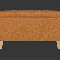 Modern Orange Square Ottoman With Tufted Button Design And Wooden Legs