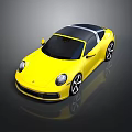 Yellow Sports Car with Black Roof Sleek Design Black Alloy Wheels on Dark Background