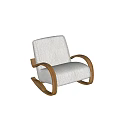 Modern Light Beige Leisure Rocking Chair With Soft Plush Cushion And Wooden Armrests