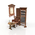 Architectural Interior Displaying Vintage Wooden Furniture Collection And Classic Decorative Pieces