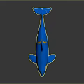 Blue and Yellow Orca Whale 3D Model with Sleek Design and Glossy Surface