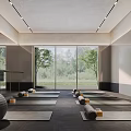 Spacious Yoga Fitness Studio With Mats Rollers Ball And Large Windows