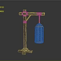 Medieval Torture Device With Wooden Frame Metal Cage And Rope Suspension