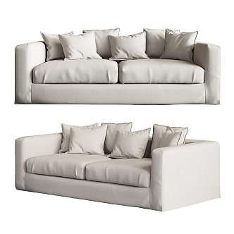 modern double sofa cream sofa 3d model