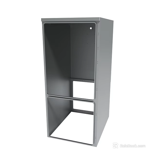 Gray Metal Storage Cabinet with Open Shelves and Simple Structure for Home Use 3d model 