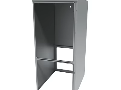 Gray Metal Storage Cabinet with Open Shelves and Simple Structure for Home Use 3d model