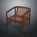 Wooden Frame Chair With Woven Seat And Backrest Simple Design Furniture Piece
