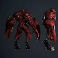 Red Muscular Winged Monster Game Movie Character With Sharp Claws And Fierce Look