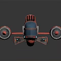Red Sci-Fi Spaceship With Mechanical Design Twin Engines And Futuristic Cockpit