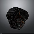 Futuristic Mechanical Weapon Design With Black Red Color Scheme And Intricate Textural Details