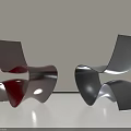Modern Leisure Chairs With Curved Shape And Red Black Stylish Design