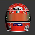 Red Racing Car Helmet With Marlboro TIM Ferrari Brand Logos For Driver
