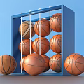 Sturdy Blue Storage Rack for Basketballs with Multiple Balls Inside and Outside
