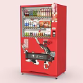 Red Public Vending Machine Interior With Drinks Snacks And Koi Fish Design 3d model
