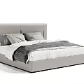 Elegant Modern Double Bed With Gray Headboard Soft Bedding And Pillows 3d model
