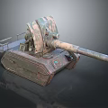 Military Vehicle With Large Cannon Barrel And Camouflage Paint Chassis Structure Design