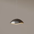 Modern Black Hemispherical Pendant Light With Metallic Finish Hanging In Gray Background 3d model