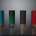 Colorful Shotgun Shells With Metallic Base And Glossy Finish On Black Background