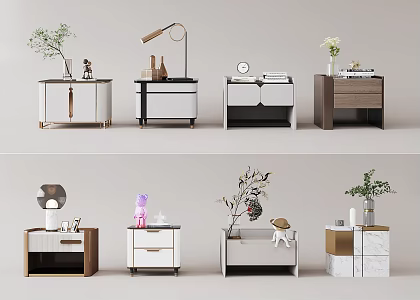 Light Luxury Simple Bedside Table 3d model