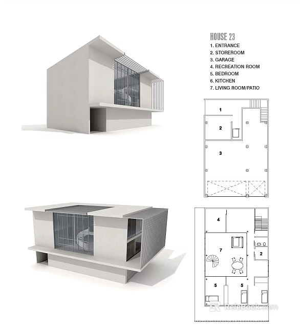 Modern Villa Balcony Design With Glass Windows Railing And Spacious Layout 3d model