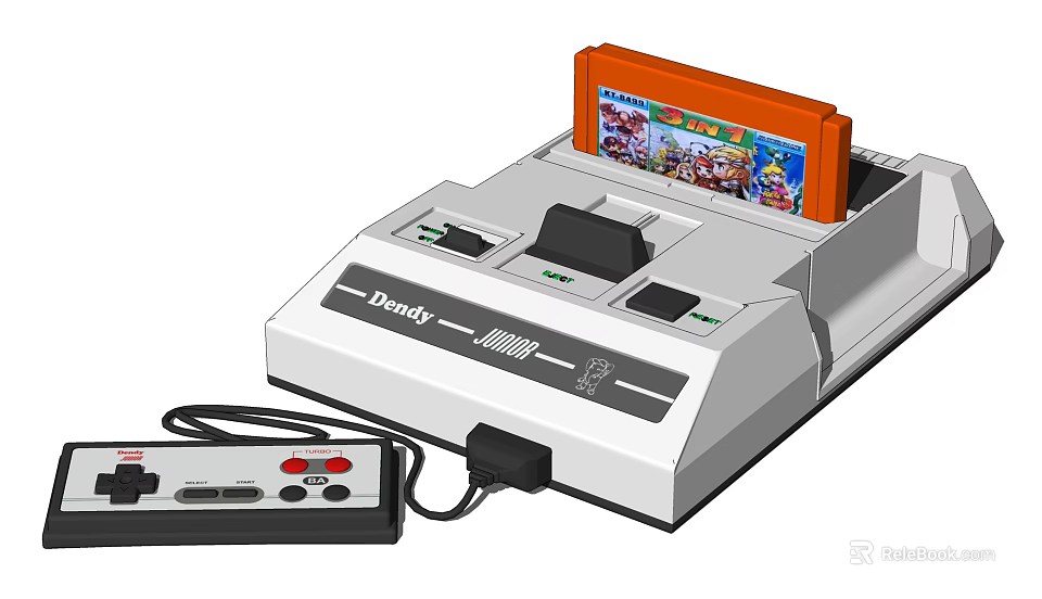 Retro Entertainment Console With Classic Game Cartridge Controller And Vintage Gaming Design 3d model 