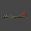 Military Green Fighter Aircraft Flying With Twin Propellers And Aerodynamic Wing Structure