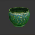 Blue Ceramic Bowl With Floral Bird Patterns As Decorative Accent For Home Furniture