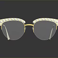 Stylish Women Pearl Decorated Gold Frame Clear Lens Eyeglasses Fashion Accessory