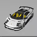 White High Performance Supercar With Black Roof Rear Spoiler And Yellow Interior Seats