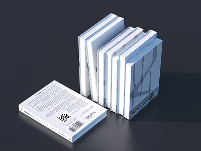 White Cover Books Stacked With Open One Featuring Text Patterns On Dark Background 3d model