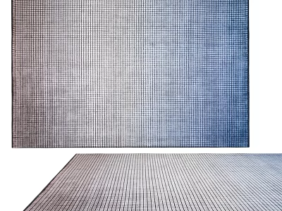 Square Grid Patterned Rug in Gray and Blue Tones for Modern Home Decor 3d model