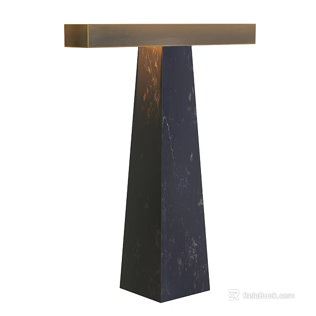 Modern Coffee Table With Geometric Stone Base And Sleek Metal Top Design 3d model 