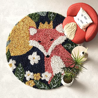 Modern Round Carpet Decorative Ornaments Plush Carpet 3d model