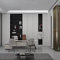 Modern Office Interior Design With Desk Office Chairs Bookshelf And Decorative Elements 3d model