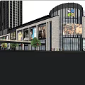 Urban Modern Commercial Street With Tall Buildings Shop Fronts And Pedestrians