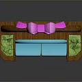 Basket Shaped Sofa Furniture With Pink Bow Colorful Eggs And Small Flowers