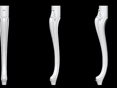 Different Styles Of White Decorative Columns With Intricate Carvings And Curved Designs 3d model