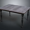 Vintage Style Wooden Table With Gray Tabletop And Decorative Turned Legs