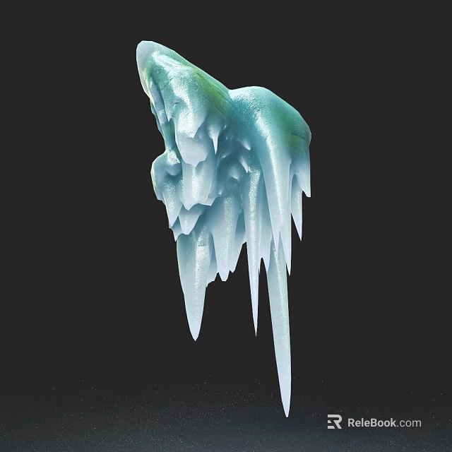 Icicle Shaped Decorative Light With Blue Green And White Hanging Design On Black Background 3d model 