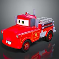 Red Electric Toy Fire Truck with Cartoon Eyes and Fire Department Logo