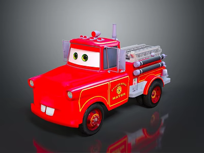 Red Electric Toy Fire Truck with Cartoon Eyes and Fire Department Logo 3d model Red Electric Toy Fire Truck with Cartoon Eyes and Fire Department Logo 3d model