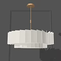 Modern White Chandelier With Geometric Pattern Lampshade And Soft Interior Lighting 3d model