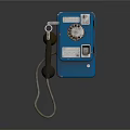 Vintage Blue Wall Mounted Public Telephone With Rotary Dial And Handset