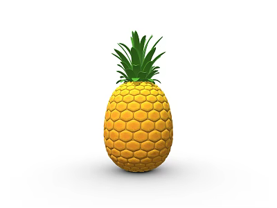 Fresh Juicy Pineapple With Green Leafy Top And Ripe Yellow Skin 3d model
