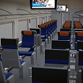 Modern Blue And White High Speed Train With Aerodynamic Front And Passenger Windows